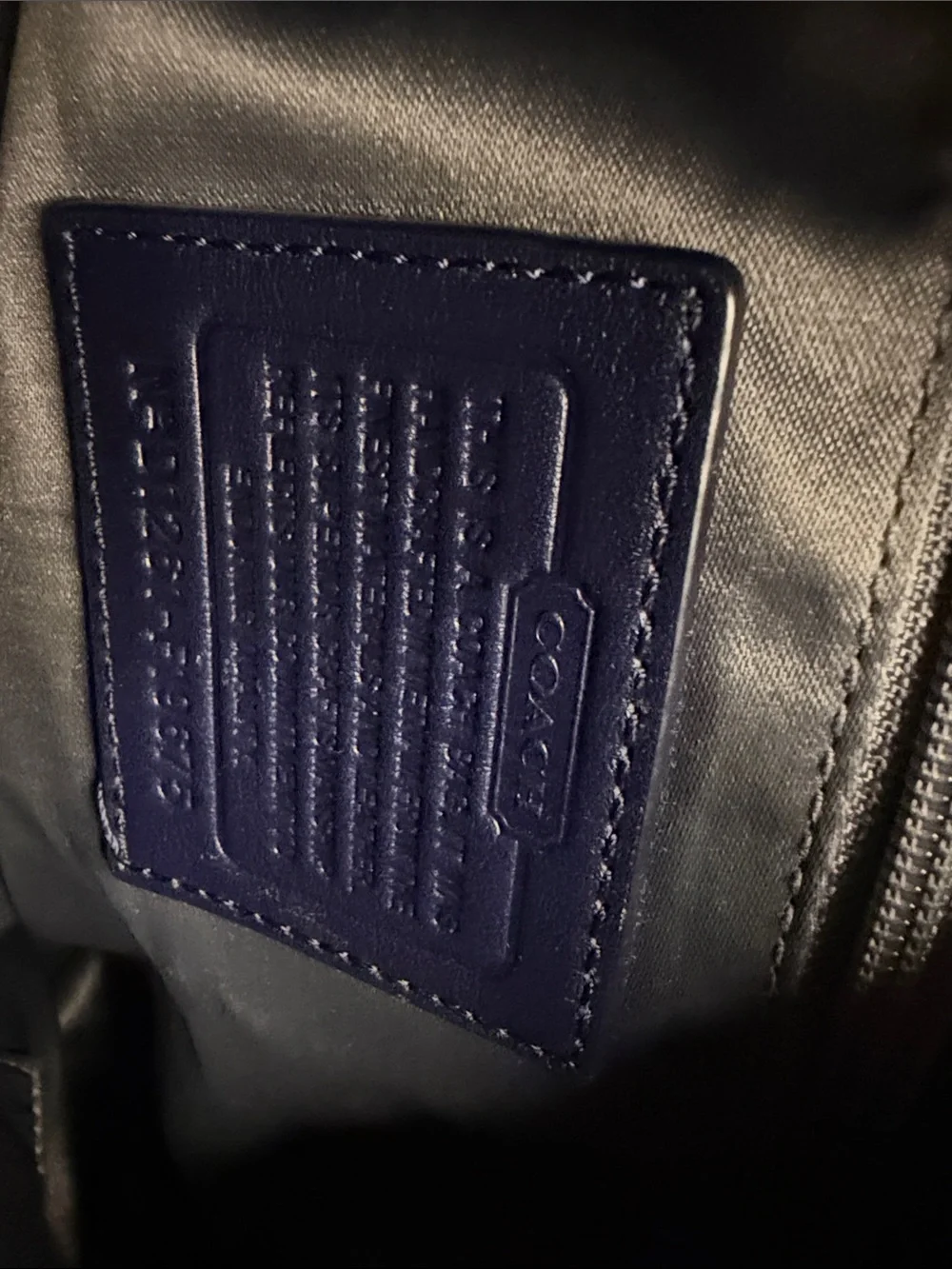 Coach Monogram Tote in Navy and Silver